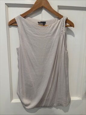 Vince Sleeveless Draped Blouse in Pale Beige